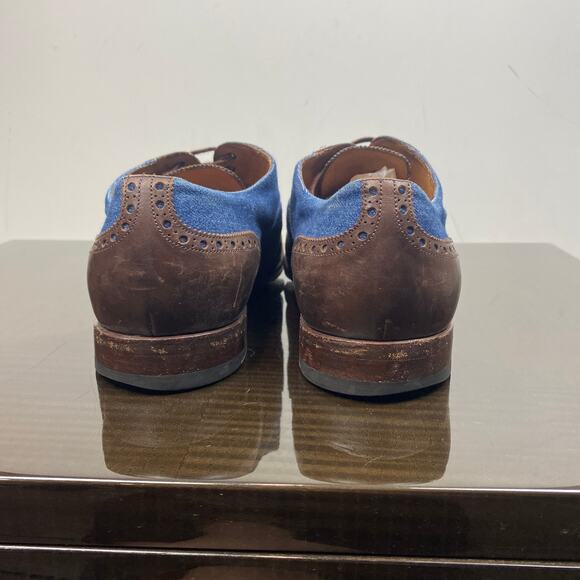 Rare Barbanera Sperelli Wingtip Denim Leather Oxford Brogue Men's 10.5 - Picture 4 of 12